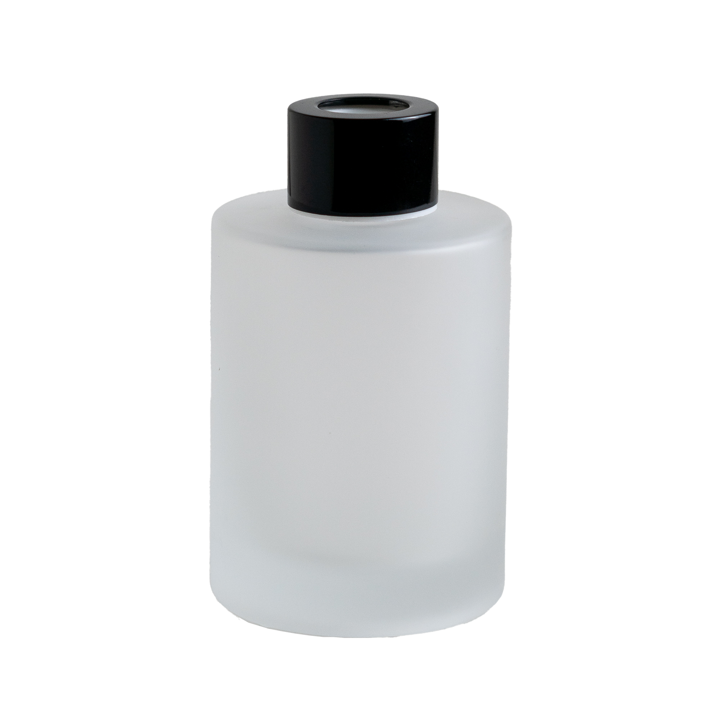 White Frosted Glass Diffuser Bottle - Black Top - 120 ml / 4 oz