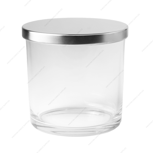 Transparent Glass Jar - Silver Lid - 3-Wick 16.8 oz