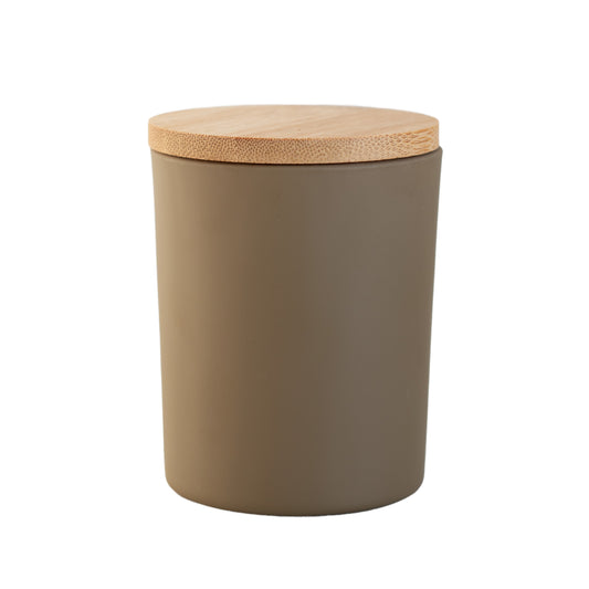 Matte Khaki Brown Jar Wooden Lid 6.5 oz