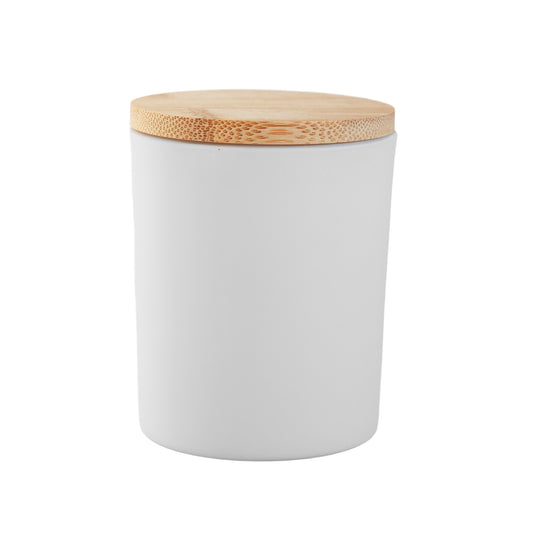 Matte Cream White Jar Wooden Lid 6.5 oz