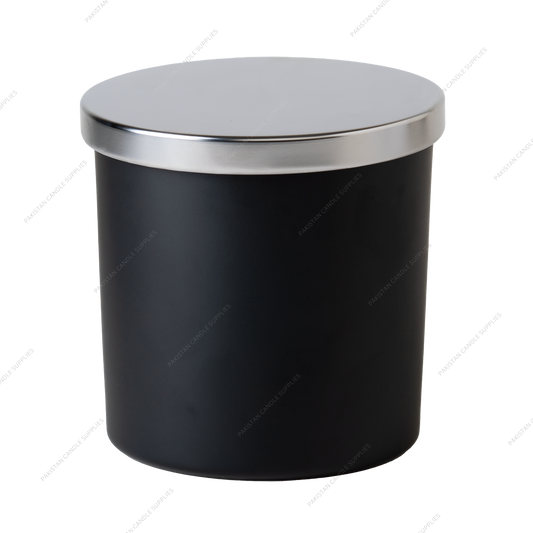 Matte Black Glass Jar - Silver Lid - 3-Wick 16.8 oz