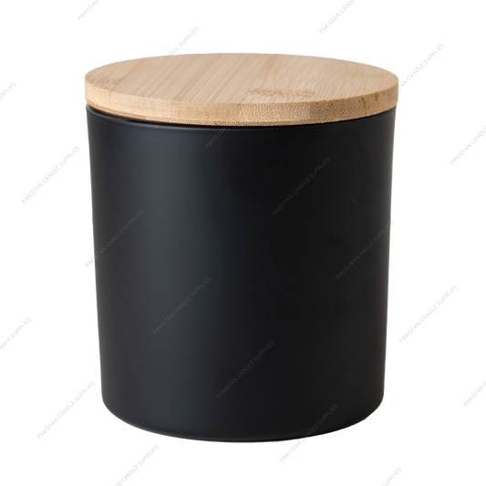 Matte Black Glass Jar - Wooden Lid - 3-Wick 16.8 oz