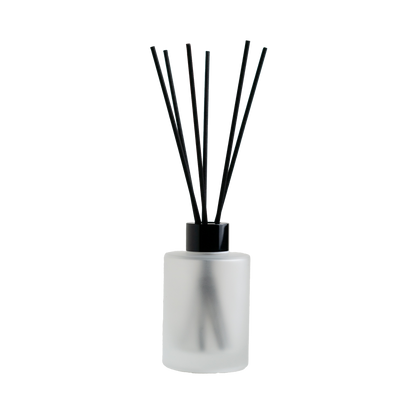 White Frosted Glass Diffuser Bottle - Black Top - 120 ml / 4 oz