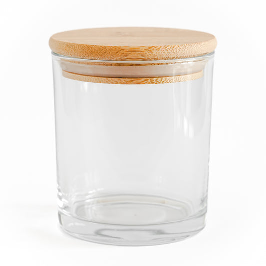 Transparent Jar Wooden Lid 9.6 oz