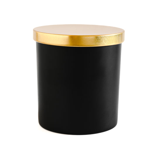 Matte Black Jar Gold Lid 9.6 oz