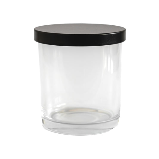 Transparent Jar Black Lid 9.6 oz