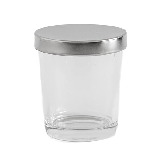 Transparent Glass Jar Silver Lid 3.6 oz