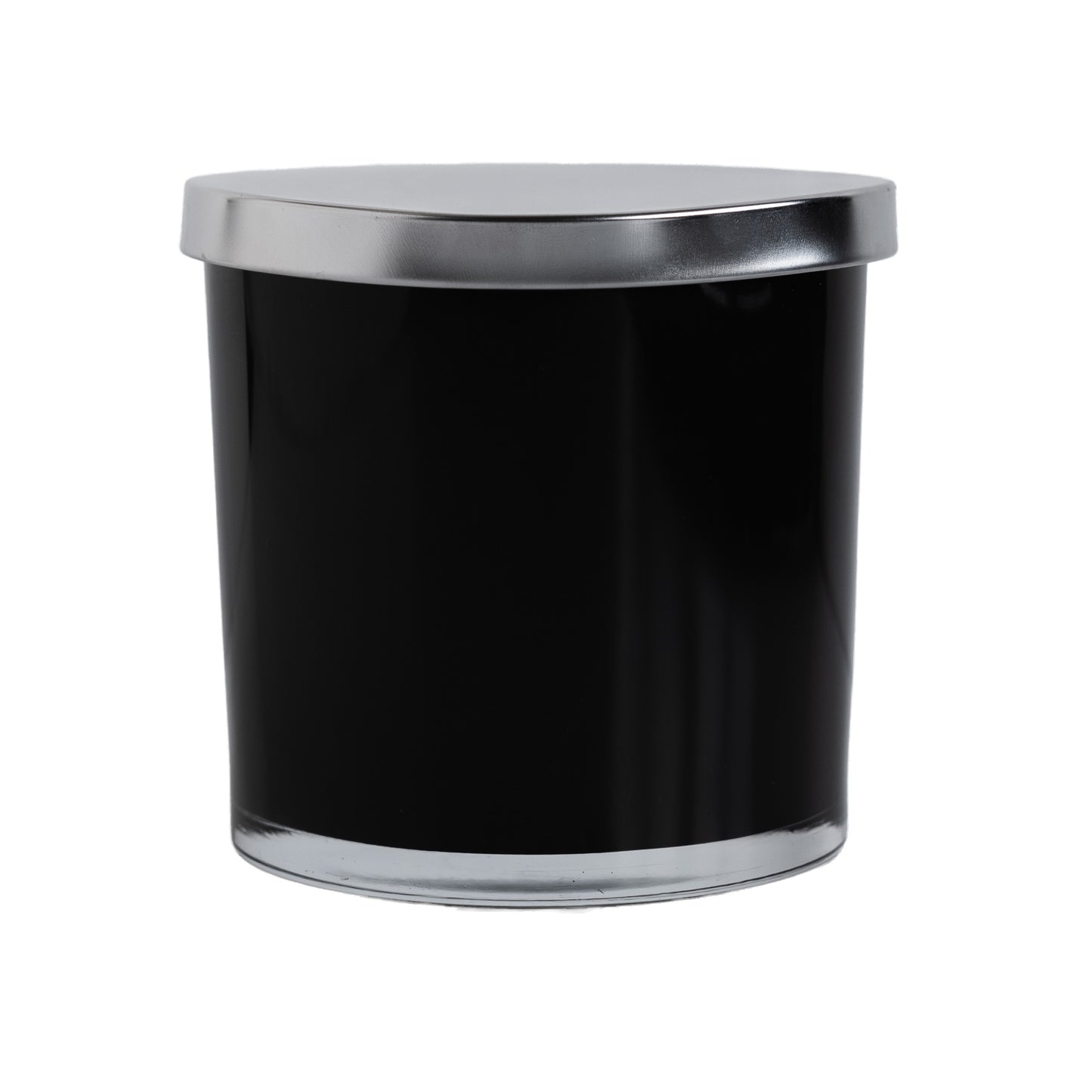 Gloss Black Glass Jar Silver Lid 3-Wick 16.8 oz