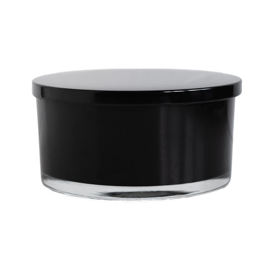 Gloss Black Glass Jar Black Lid 4-Wick 32 oz