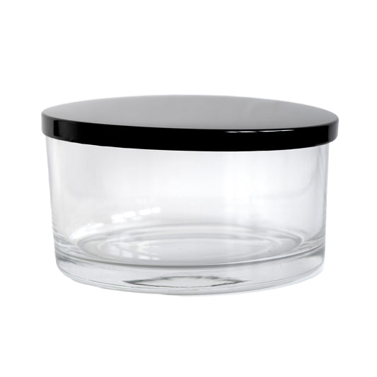 Transparent Glass Jar Black Lid 4-Wick 32 oz