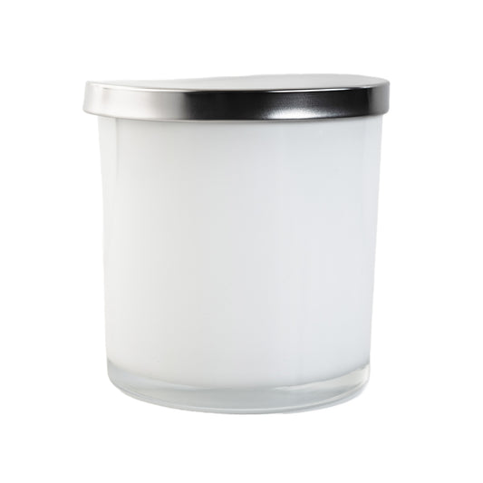 Gloss White Jar Silver Lid 3-Wick 16.8 oz