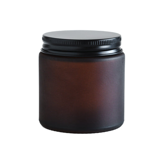 Frosted Amber Jar Black Lid 3.8 oz