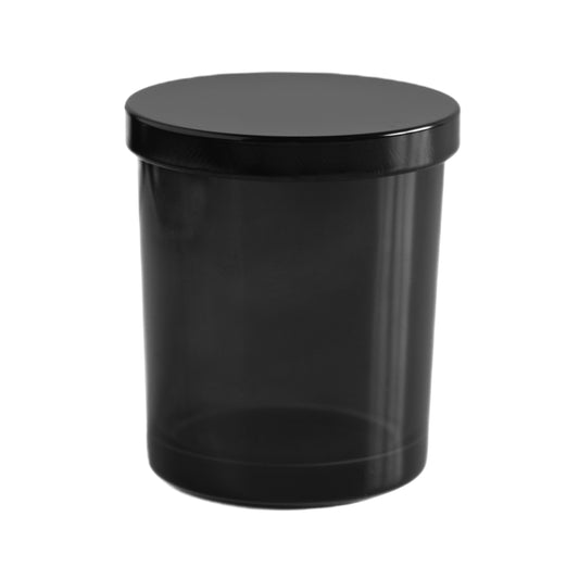 Translucent Black Glass Jar Black Lid 6.5 oz